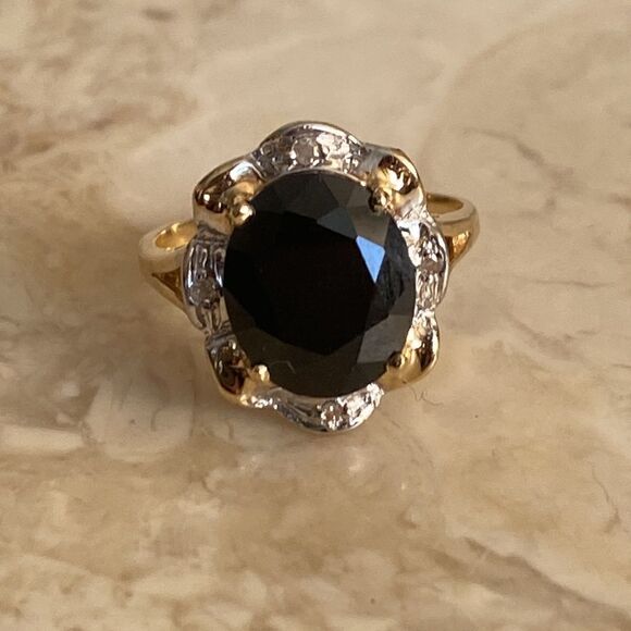 6.14 Carat Natural Blue Sapphire & Diamond 14K Gold Halo Ring GLA Certified - Picture 6 of 11